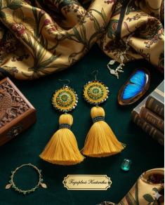 Háčkované dizajnové náušnice "Tajuplná Kostarika"